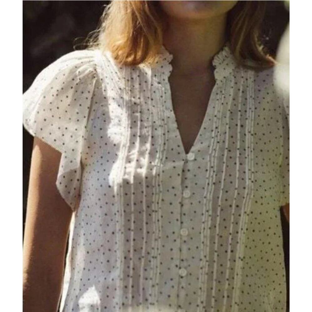 Trovata White Blouse with Tiny Black Dot Print